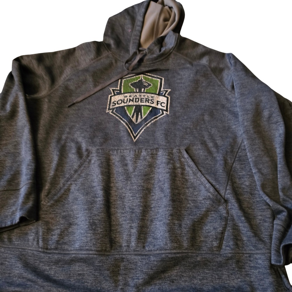 Adidas Seattle Sounders FC Hoodie Mens 2XL Gray Climawarm Soccer Sweatshirt